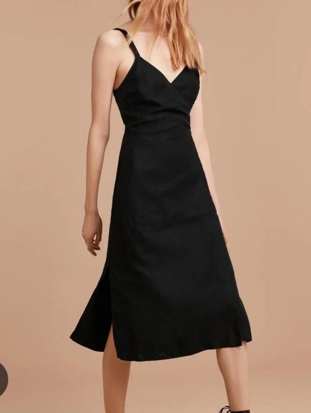 ARITZIA WILFRED | S Astere Linen Blend Midi Wrap Dress | black